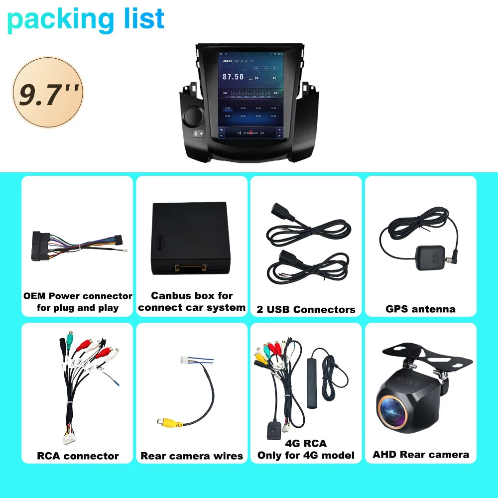 Android 15 For Toyota RAV4 3 XA30 2005 - 2013 Car Radio Stereo QLED DSP Carplay GPS Naviga