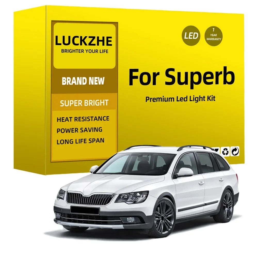 LED Interior Light Kit for Skoda Superb 1 2 3 MK1 MK2 MK3 Sedan Estate 2001-2018 - Canbus Dome Map Door Trunk Bulbs |...