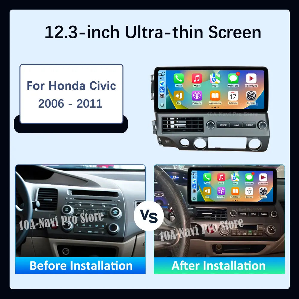 Android 16 BT Carplay Car Radio Multimedia Player for Honda Civic 2006 - 2011 GPS Navi WiF