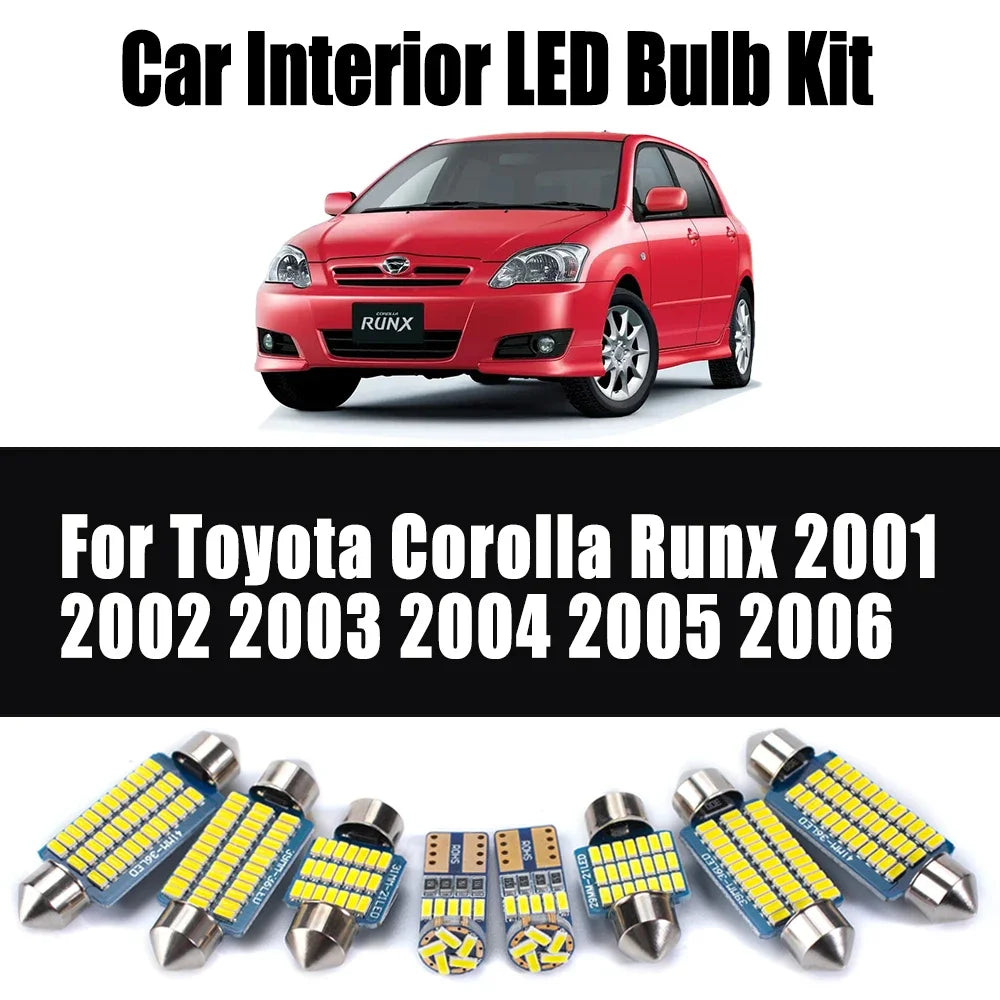 8-Piece LED Interior Light Kit for Toyota Corolla Runx - Canbus Error-Free Bulbs | AUTOKITSHOP