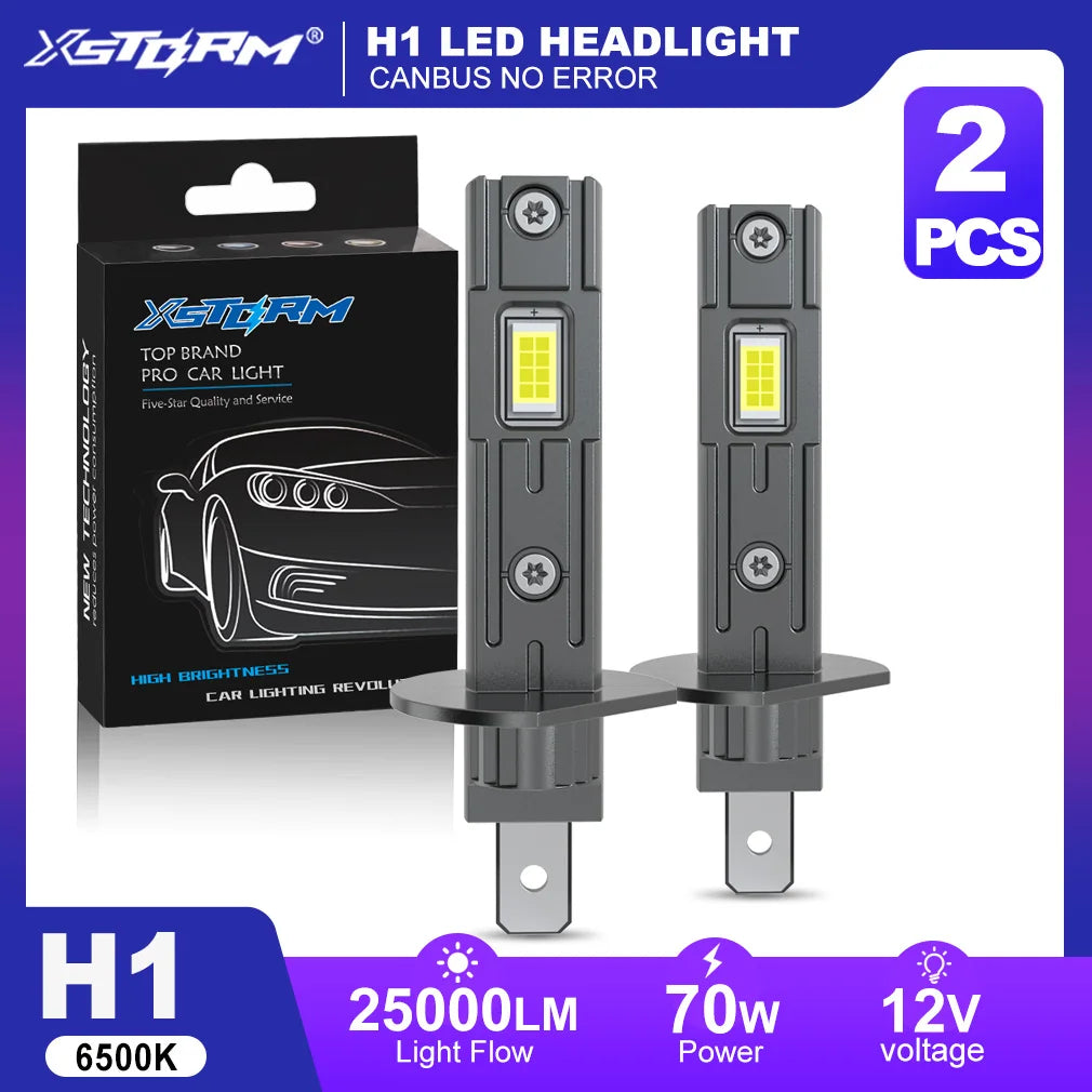 XSTORM H1 LED Bulbs 70W 25000LM Car Headlight Canbus H1 LED Lights Fanless Light Auto Diod