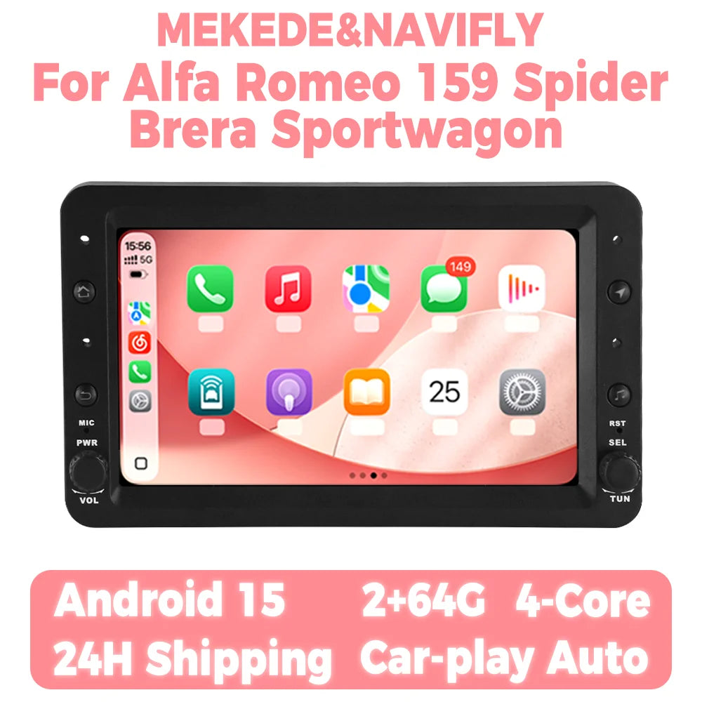 Android 15 Car Radio For Alfa Romeo 159 Spider Brera Sportwagon Multimedia Player GPS Navi