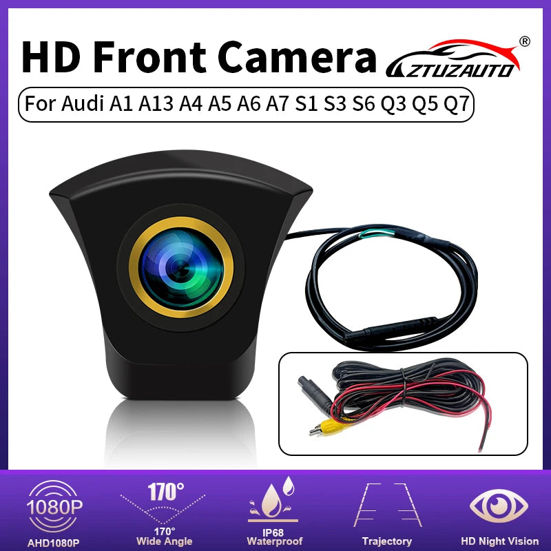 AHD 1080P 170°CCD AHD Night Vision Waterproof Front View Camera with Audi Logo for A1 A2 A