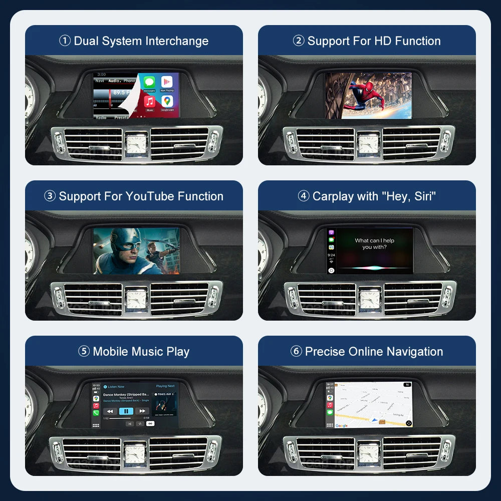 Road Top Wireless CarPlay Android Auto for Mercedes Benz CLS W218 NTG4.5/NTG4.7 2011-2015, | AUTOKITSHOP