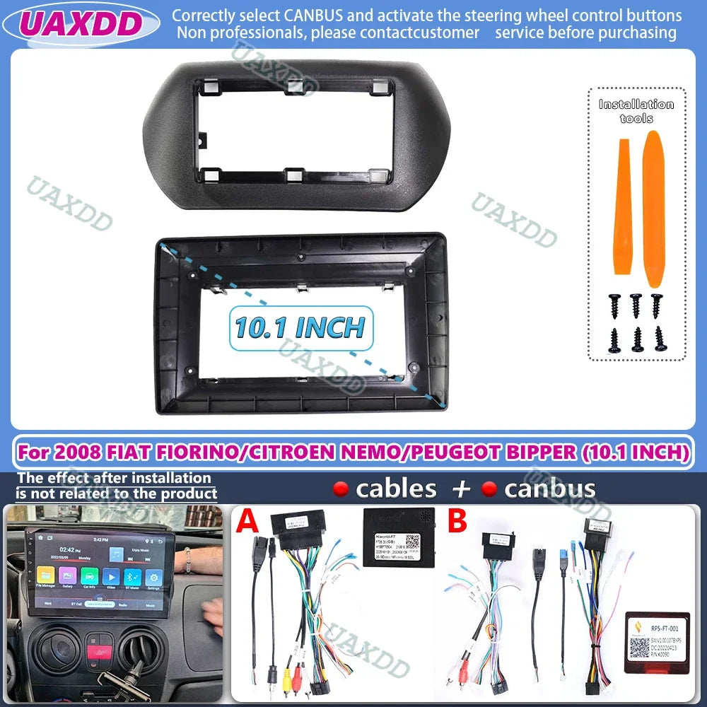 For 2008 FIAT FIORINO CITROEN NEMO PEUGEOT BIPPER QUBO 10INCH 2 Din Car Android frame pane