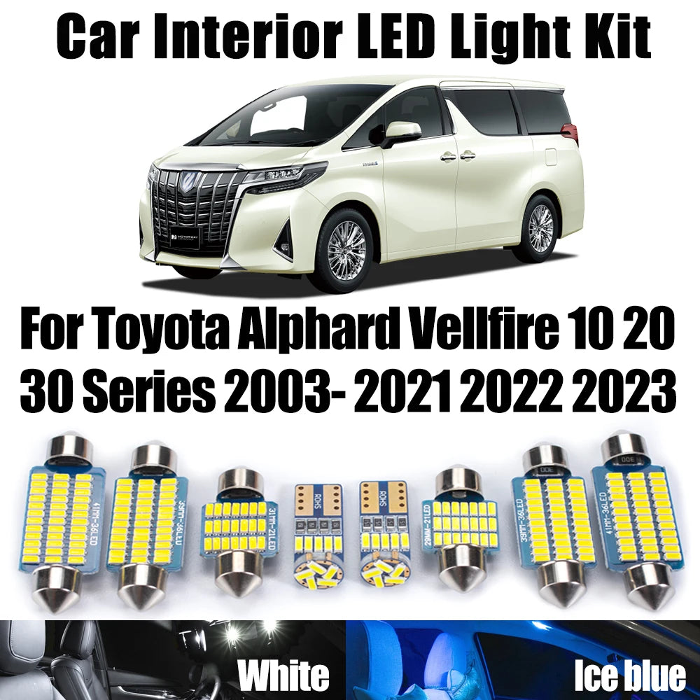 LED Interior Light Kit for Toyota Alphard Vellfire 10 20 30 Series 2003- 2020 - Canbus Dome Map Door Trunk Bulbs | AU...