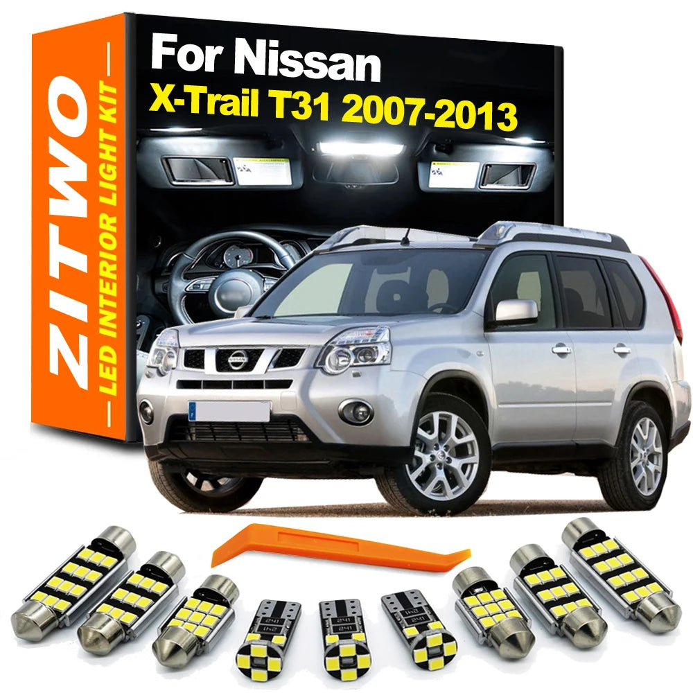 ZITWO 12Pcs LED Bulb Interior Indoor Light Kit For Nissan X-Trail Xtrail T31 2007 2008 2009 2010 2011 2012 2013 Accessories