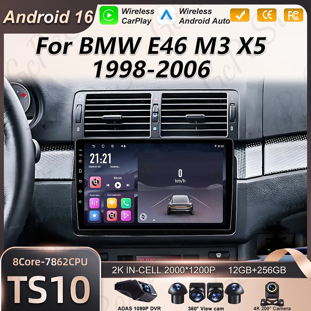 Carplay Car Radio For BMW E46 M3 X5 1998- 2002 2003 2004 2005 2006 Android Auto GPS Naviga | AUTOKITSHOP
