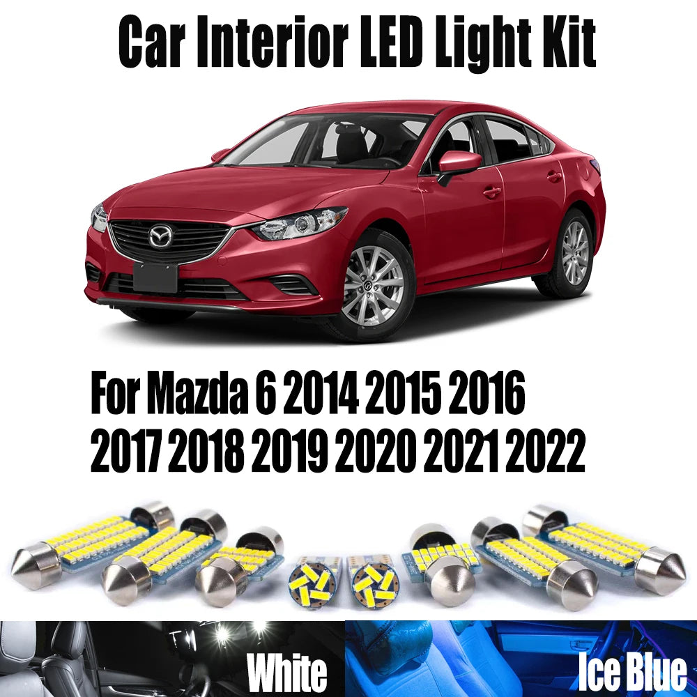 13-Piece LED Interior Light Kit for Mazda 6 2014- 2017 - Canbus Dome Map Door Trunk Bulbs | AUTOKITSHOP