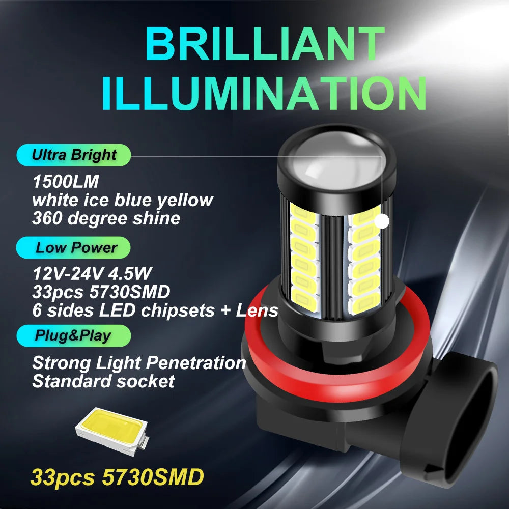 H11 H8 Led Bulbs 9006 HB4 9005 Hb3 PSX24W H16 Super Bright 5730 LED Auto Fog Light Bulb 60