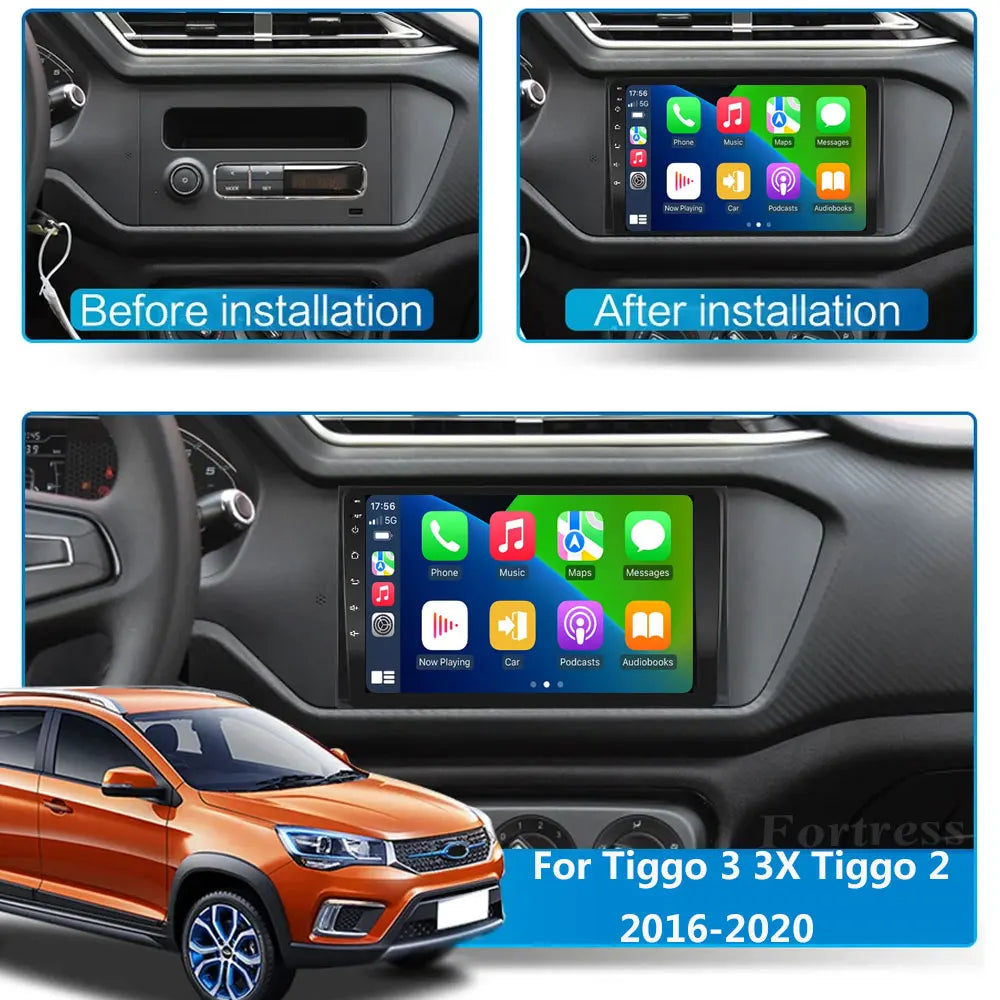 Android 16 Carplay Auto 2K Screen Car Radio Player For Chery Tiggo 3X 3 2 2016 - 2020 Vide