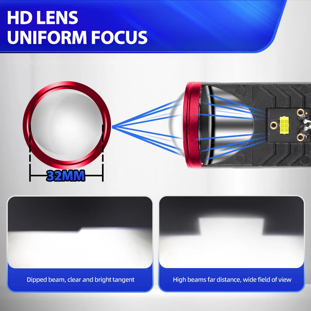 30000LM H4 Projector Lens 300W CSP Chips LED Headlight Bulbs 6000K White External Drive Fr