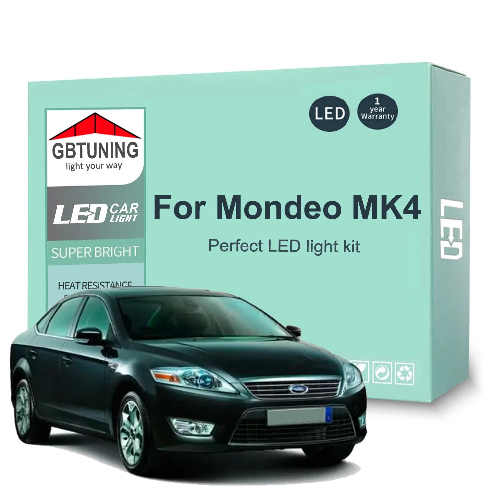 15-Piece LED Interior Light Kit for Ford Mondeo 4 MK4 IV 2008-2012 - Canbus Dome Map Door Trunk Bulbs | AUTOKITSHOP