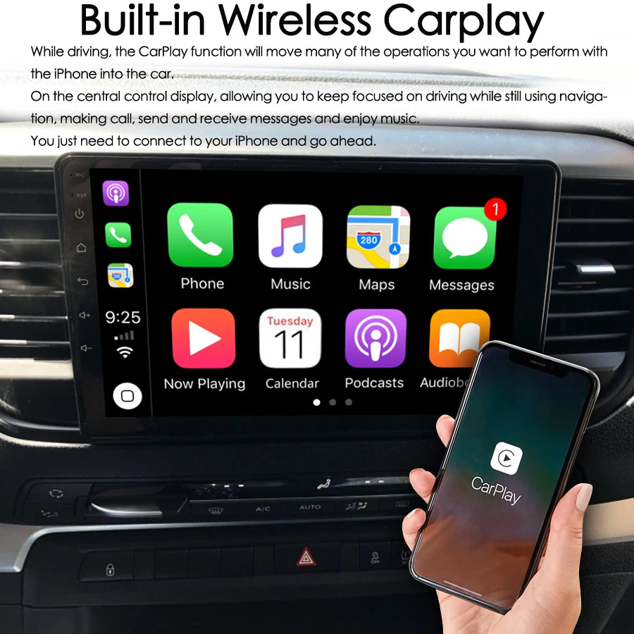 360 Camera Carplay Android 14 Car Multimedia PlayerJumpy 3 Expert For Toyota Proace 2016-2