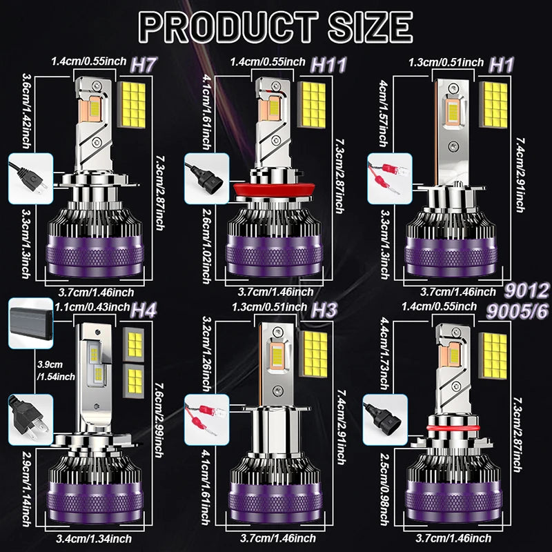 3000LM H4 H7 H11 LED CANbus K5C K6C 300W H1 H3 H8 H9 9005 9006 HB3 HB4 9012 HIR2 Led Headl