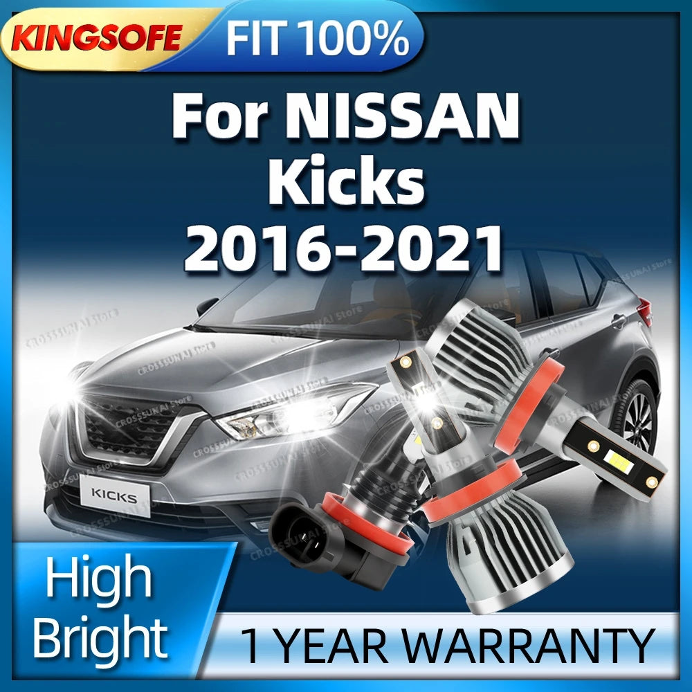 2/6Pcs 12V LED Headlight Ultra Bright Car Light Bulb 30000Lm with Fan For NISSAN Kicks 201