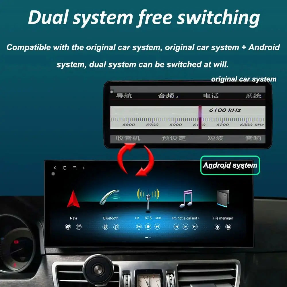 Ultra-thin QLED Screen Android 16 Auto Carplay for Benz A CLASS CLA GLA W176 2012 - 2018 C