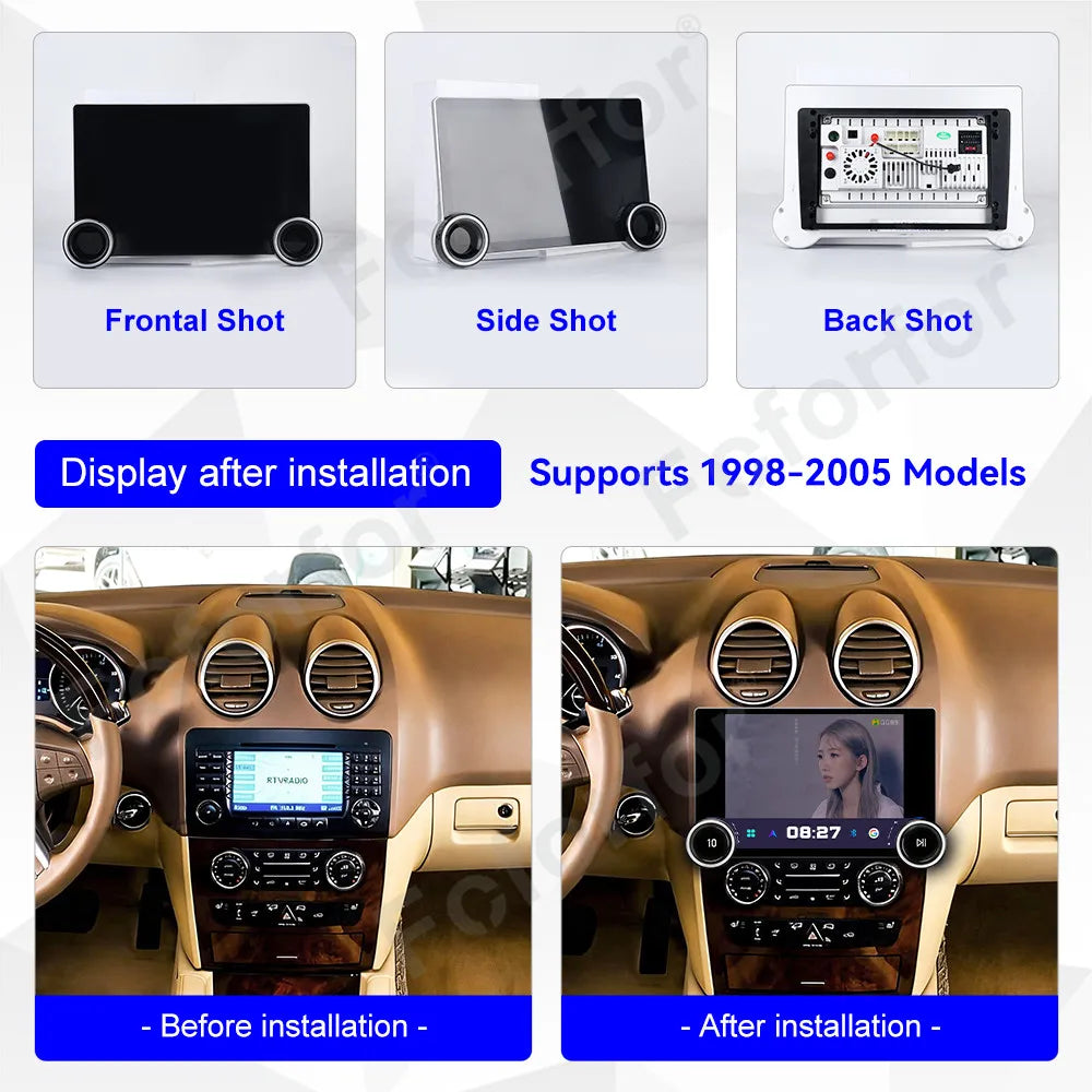 Carplay 11.5 Inch Android 15 For Mercedes Benz ML 1998-2005 Upgrade Large View HD Screen G