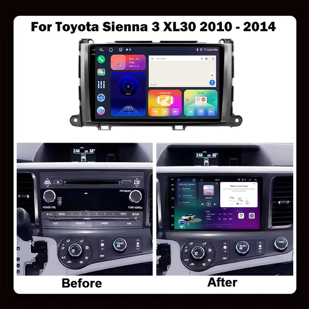 9 lnch For Toyota Sienna 3 XL30 2010-2014 Android 16 Car Radio Carplay HD Multimedia GPS S