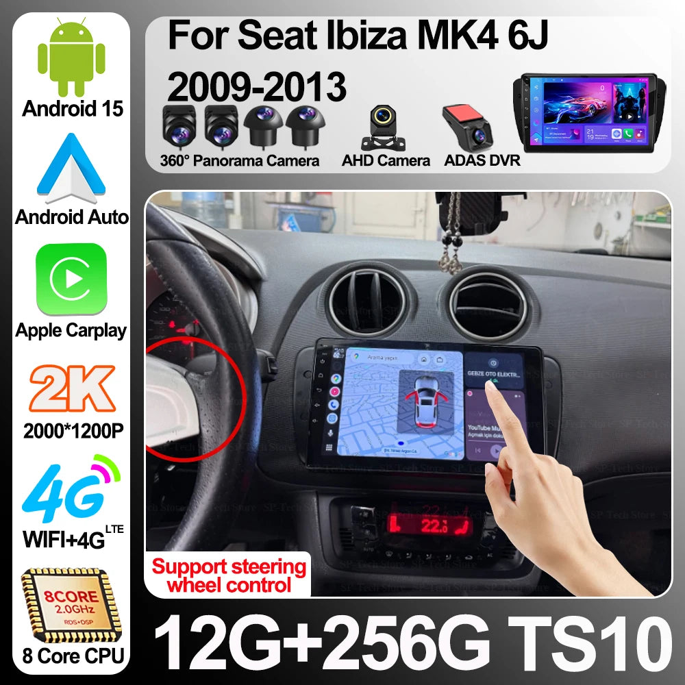 9 Inch Android Car Radio For Seat Ibiza Mk4 6j 2009-2013 Multimedia Player Carplay Android | AUTOKITSHOP