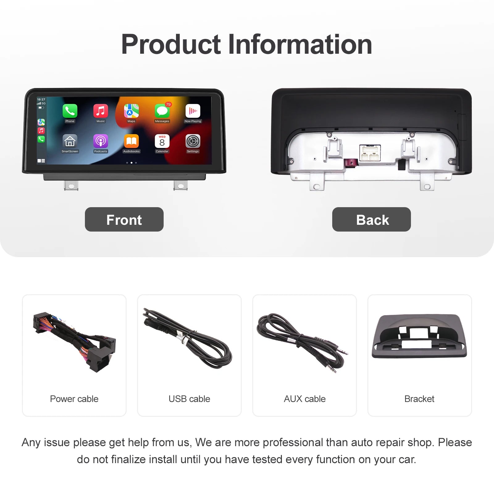 Wireless Carplay Android auto multimedia touch Linux screen For BMW1series E81/E82/E87/E88