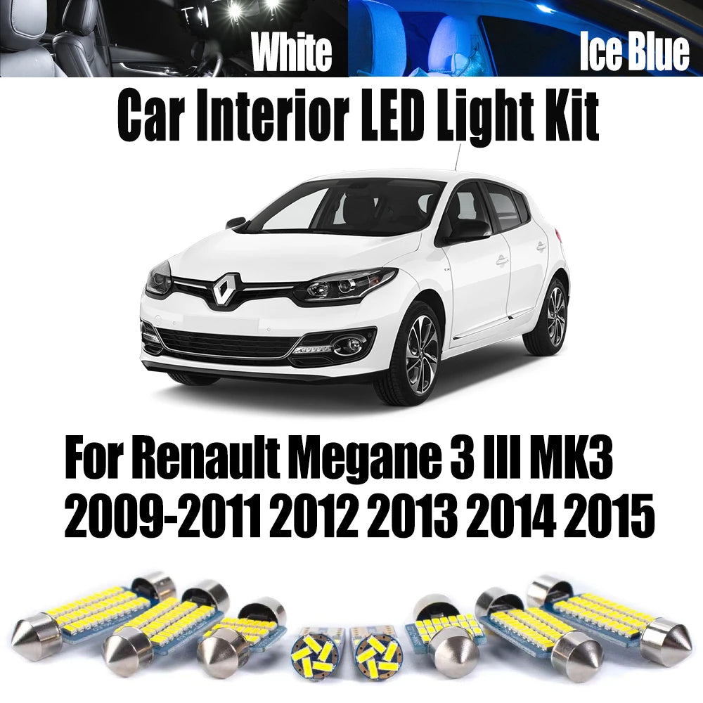 15-Piece LED Interior Light Kit for Renault Megane 3 III MK3 - Canbus Error-Free Bulbs | AUTOKITSHOP