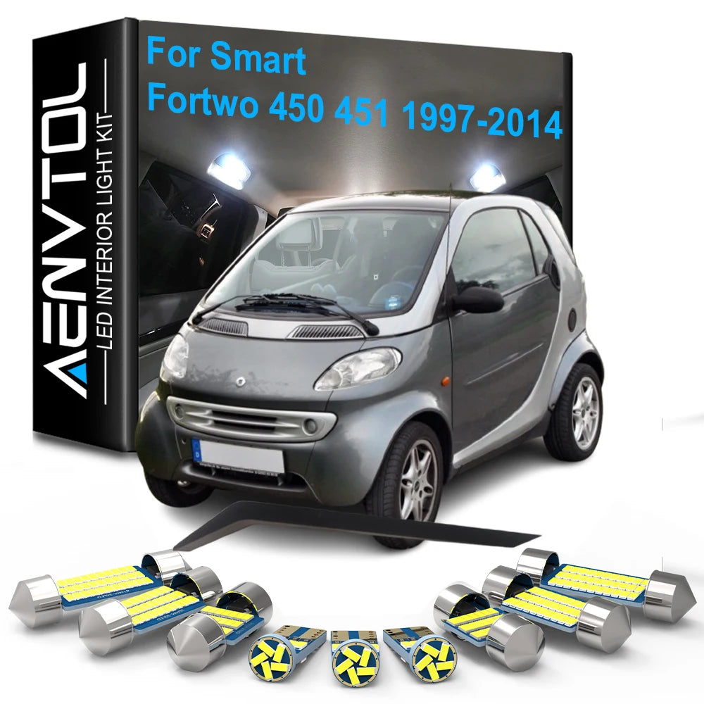 5-Piece LED Interior Light Kit for Smart Fortwo 450 451 Coupe Cabrio 1997-2014 - Canbus Dome Map Door Trunk Bulbs | A...