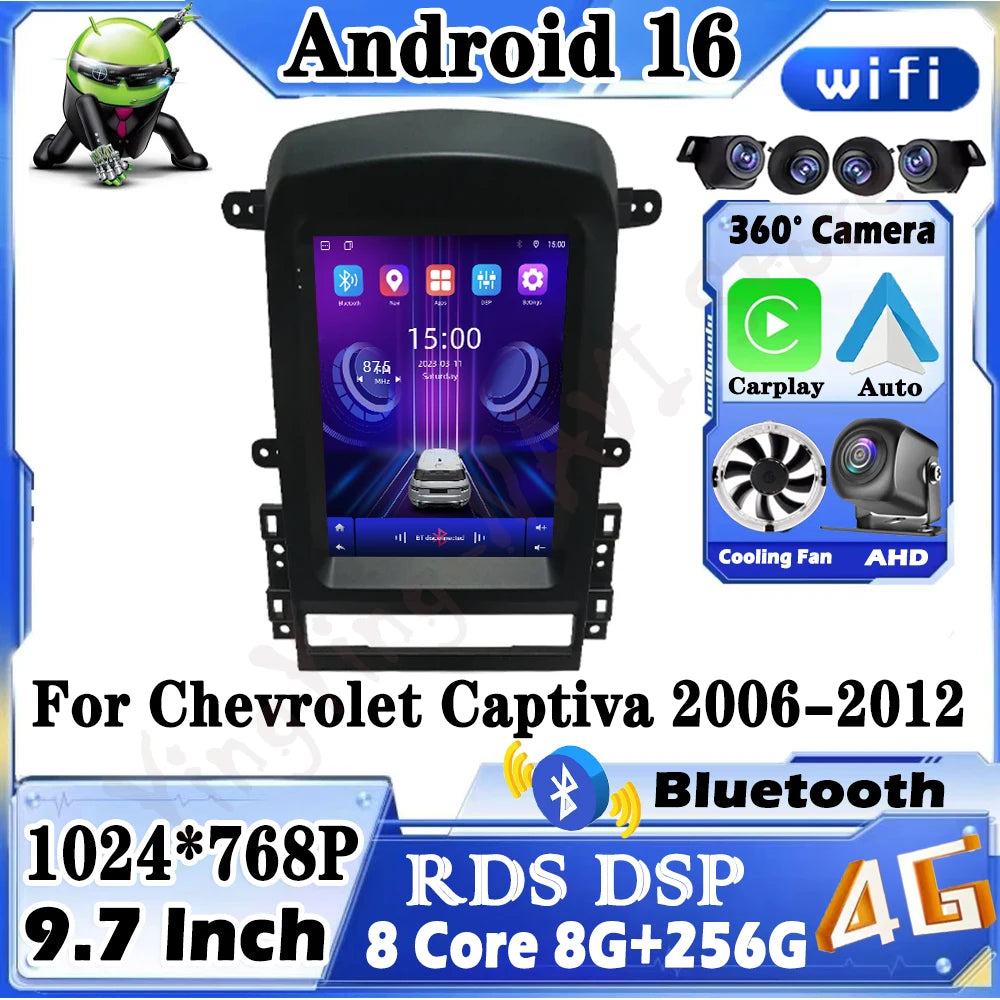 for Chevrolet Captiva 2006-2012 Android 16 GPS Navigation Car Video Multimedia Player Touc