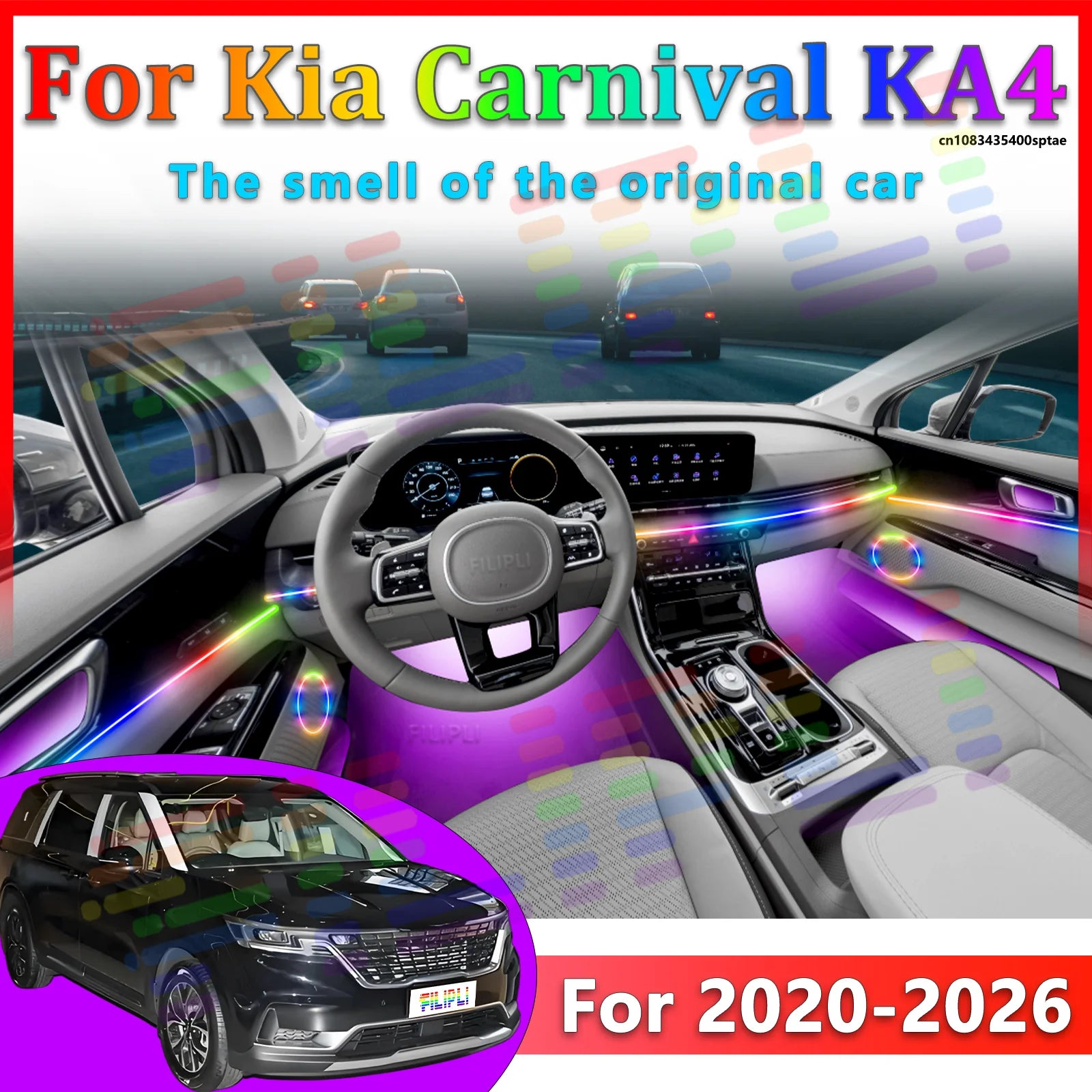 64 RGB - Neon Strip - for Kia KA4 - App Control - Car Interior Lighting | AUTOKITSHOP