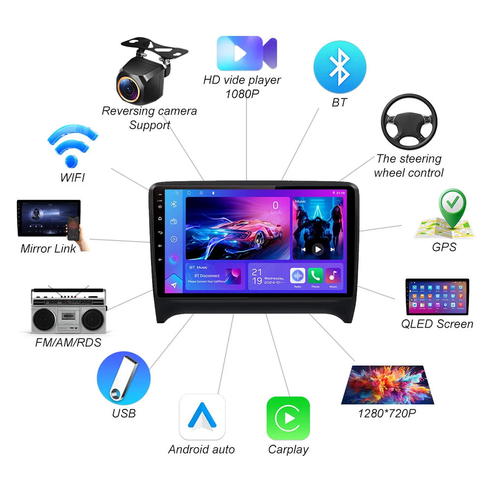 Android 16 For Audi Tt Mk2 8j 2006-2014 Car Radio Video Multimedia Player Android Auto Gps | AUTOKITSHOP