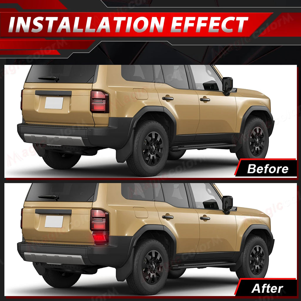 LED Rear Bumper Reflector Lights For Toyota Land Cruiser 250 Prado LC250 2024 2025 Warning | AUTOKITSHOP