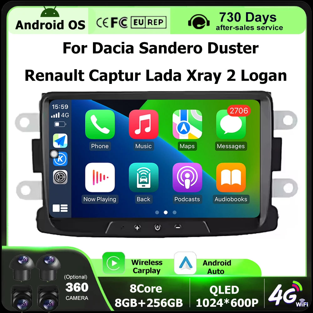 Car Radio Multimedia Player GPS Navigation For Dacia Sandero Duster Renault Captur Lada Xr