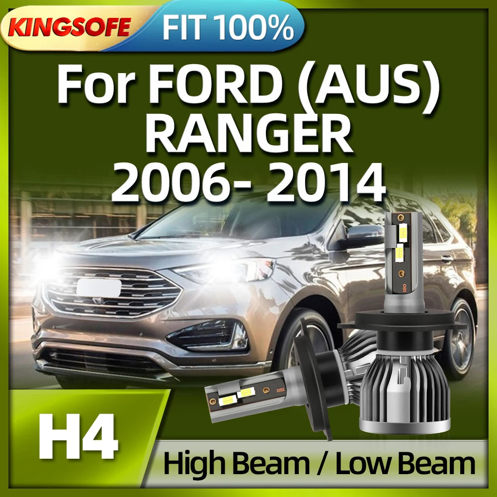 KINGSOFE Auto LED H4 Headlight Car Headlamp Bulb 6000k For FORD (AUS) RANGER 2006 2007 200