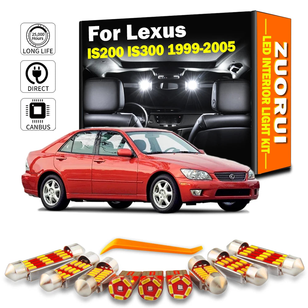 14-Piece LED Interior Light Kit for Lexus IS IS200 IS300 - Canbus Error-Free Bulbs | AUTOKITSHOP