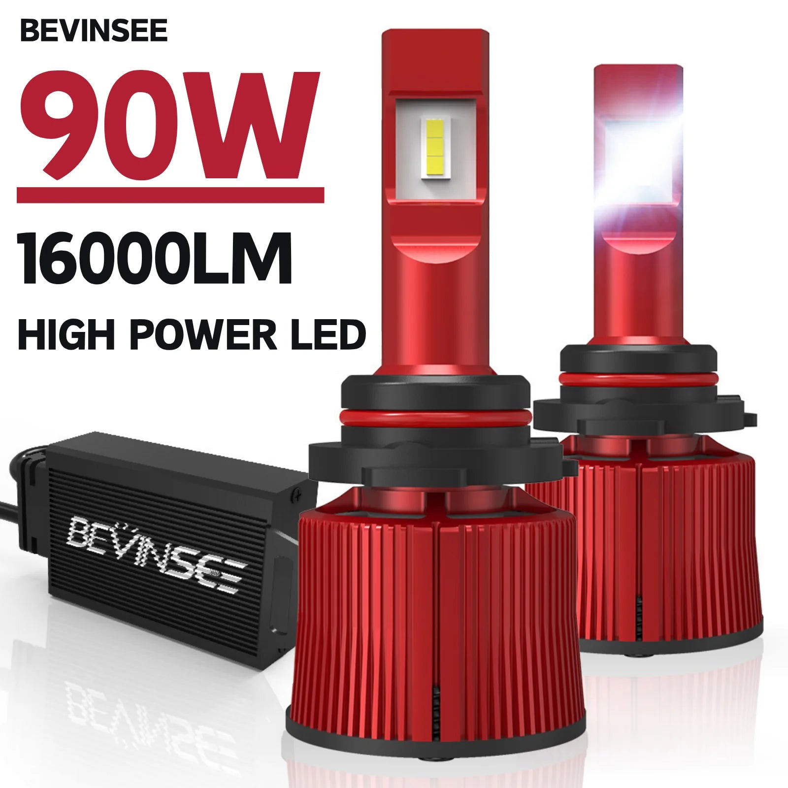 BEVINSEE 9012 HIR2 LED Headlight Bulb 90W 16000LM CANBUS Super Bright For VW for Tiguan fo