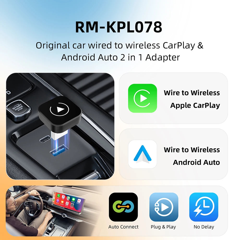 Wireless Carplay Adapter Android Auto Wireless Smart Dongle 2in1 For For MG ZS EV MULAN MG | AUTOKITSHOP