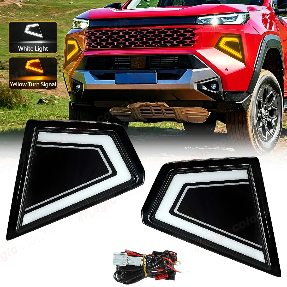 LED Daytime Running Lights For Toyota Hilux Travo 2026 DRL Fog Turn Signal Lamps Start Up  | AUTOKITSHOP
