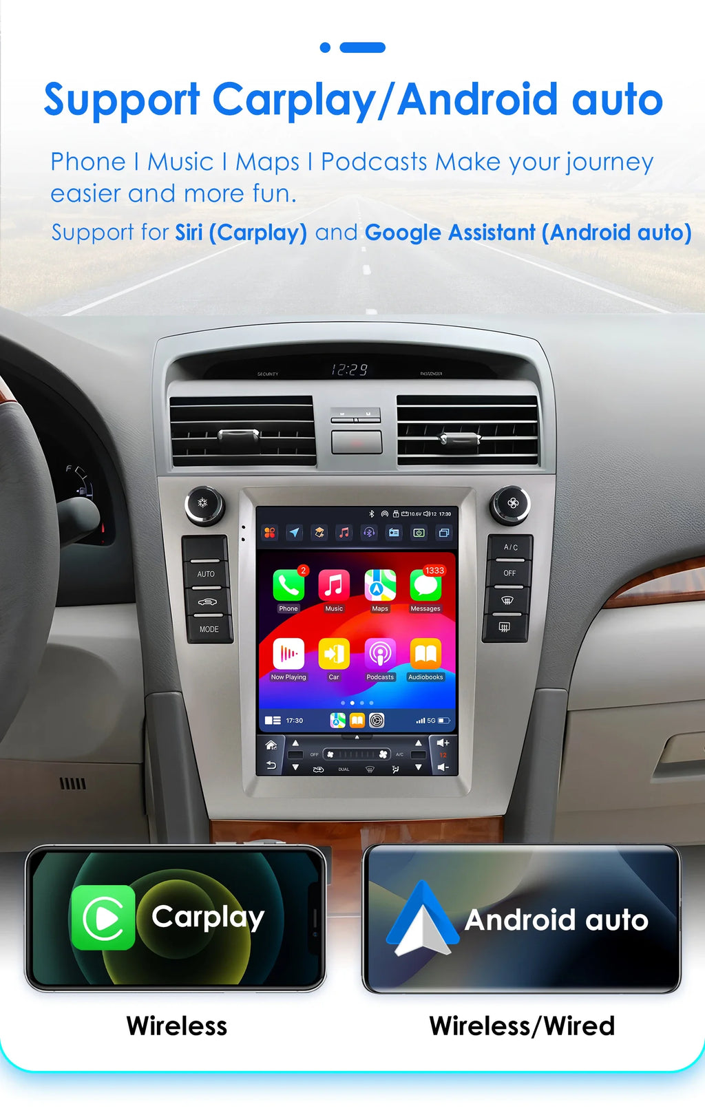 9.7"7862 Carplay Android 14 Car radio for TOYOTA Camry 2006-2011 Multimedia Video player c