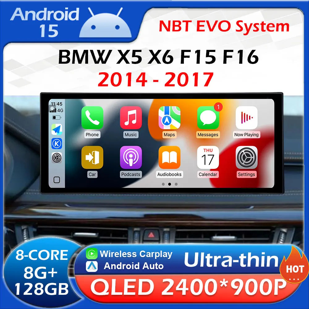 Wireless Carplay Android 15 for BMW X5 X6 F15 F16 2014 - 2017 Car Video Multimedia Player  | AUTOKITSHOP