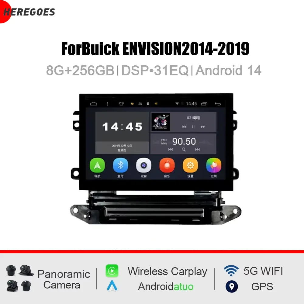 7" CarPlay DSP Android 15 8 Core 12GB RAM 256GB ROM Car Radio GPS Multimedia Player for Buick ENVISION 2014-2019 - Wirel