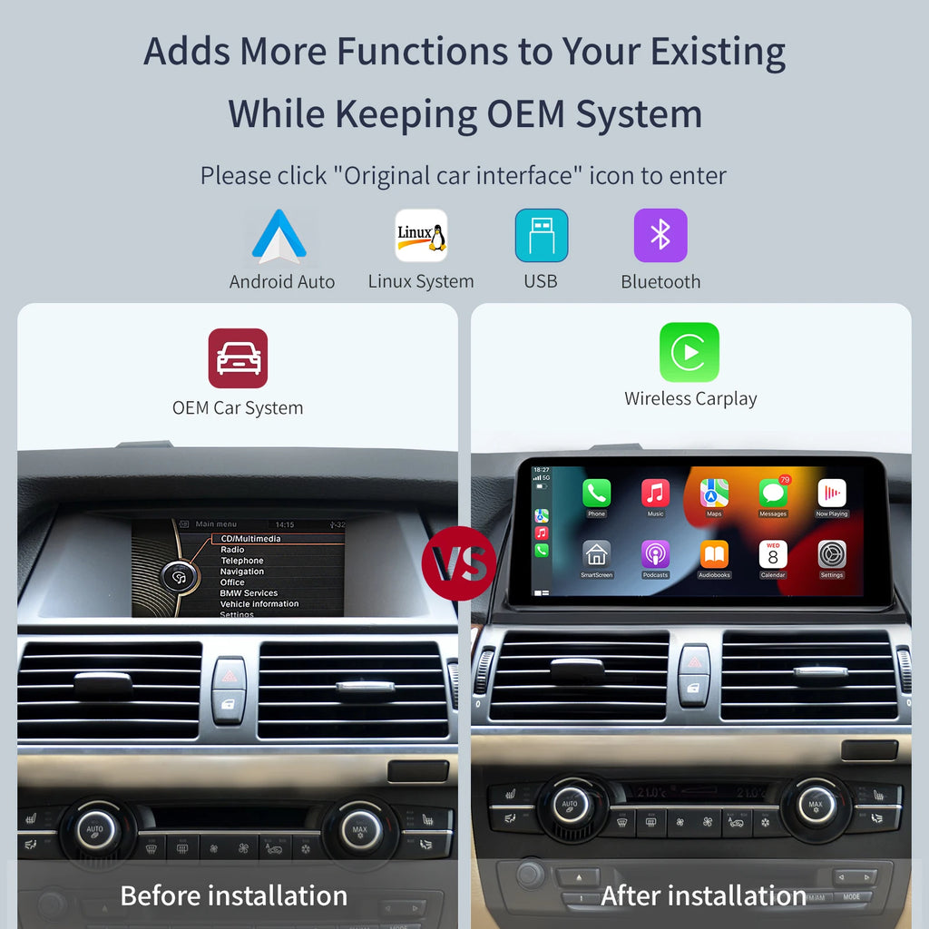 1920*720 10.25inch Wireless Carplay Car Radio For BMW X5 E70 X6 E71 2007-2014 GPS Multimed | AUTOKITSHOP