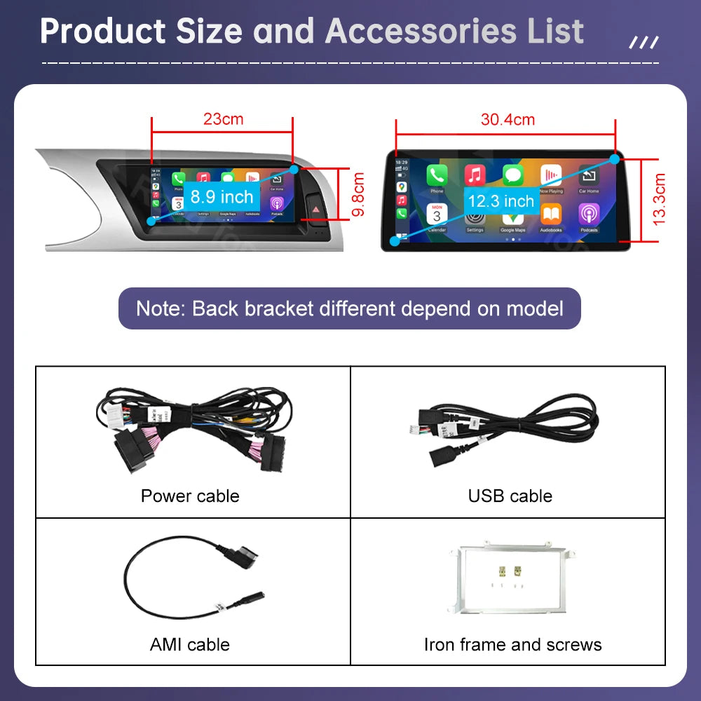 Road Top Linux Screen For Audi A5 2008-2016 Wireless CarPlay Android Auto Airplay Radio Mu