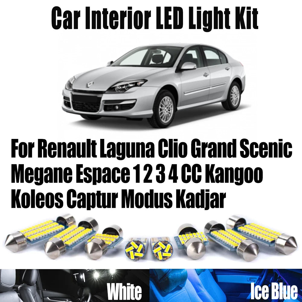 LED Interior Light Kit for Renault Laguna Clio Grand Scenic Megane Espace 1 2 3 4 CC Kangoo Koleos Captur Modus Kadja...