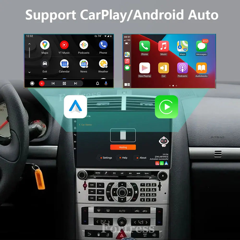Android 16 Carplay Auto For Peugeot 407 1 2004-2011 Car Radio Multimedia Video Player Moni