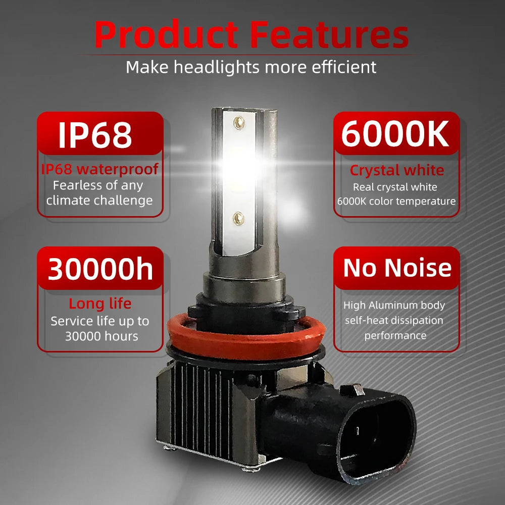 2/4PCS LED 12V H11 30000LM H4 Led Car Headlight Bulb 180W Super Bright Auto Lamp Fit For T
