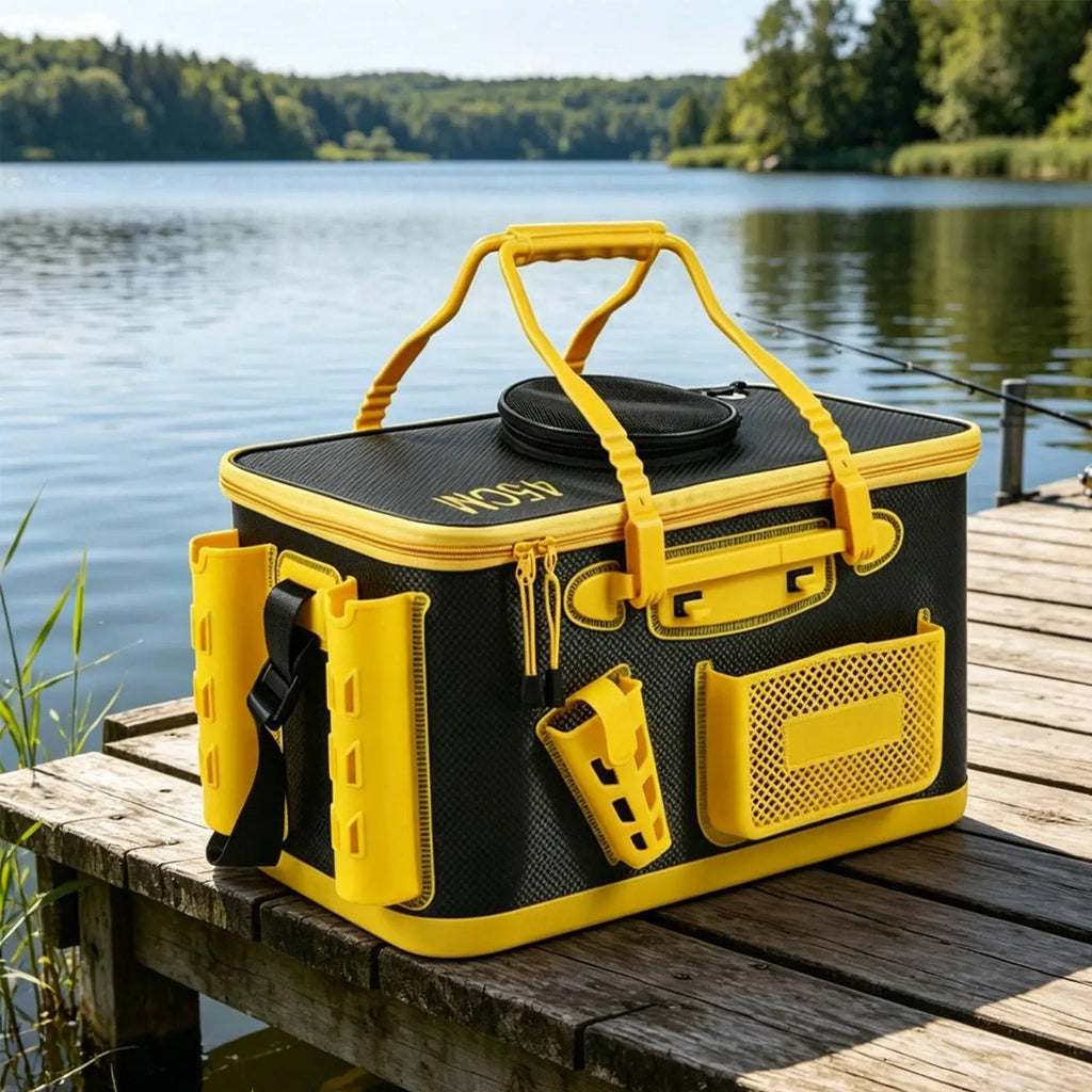 Portable Folding Fishing Bucket Waterproof Tank with Built-in Rod Holders for Fishing Accessorie - Automotive LED Light