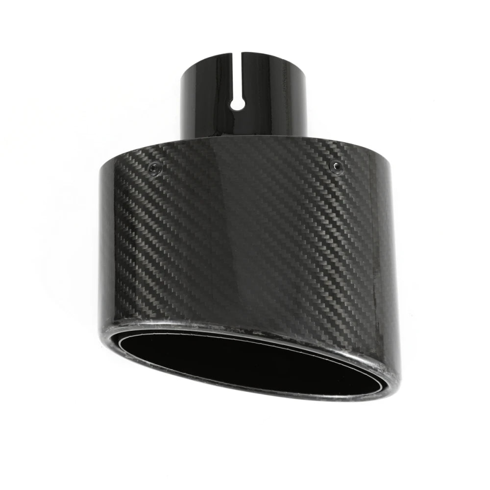 1Pcs Universal Car Glossy Carbon Fiber Muffler Tip Exhaust Pipe Nozzle Decoration Stainless Silv - Automotive LED Light