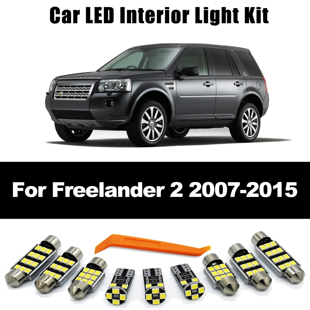 15Pcs Canbus For 2007- 2011 2012 2013 2014 2015 Land Rover Freelander 2 LR2 Auto LED Bulb Interior Dome Map Reading Door Light