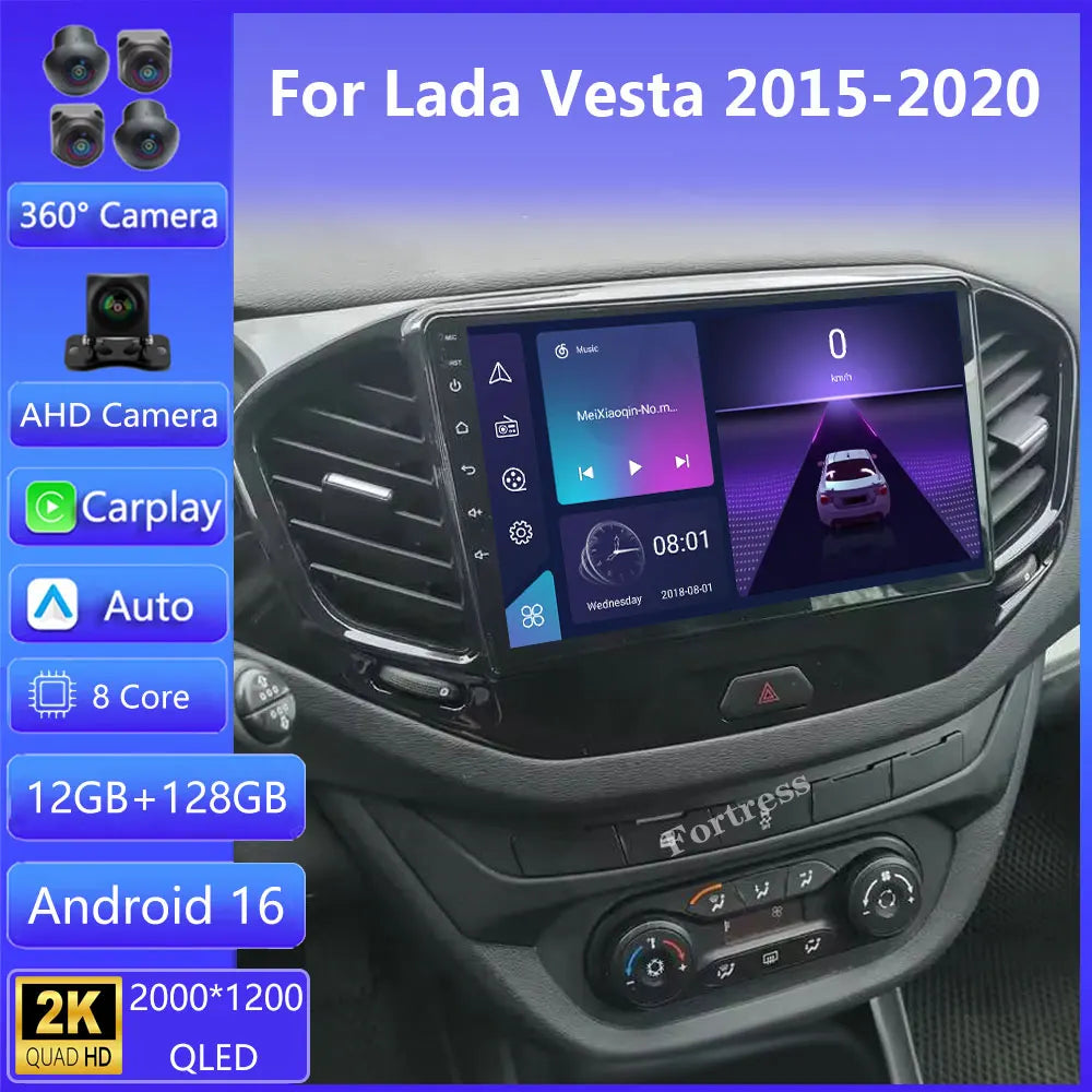 Carplay Android Auto Car Radio For LADA Vesta 2015 - 2022 Auto Multimidia Video Player QLE
