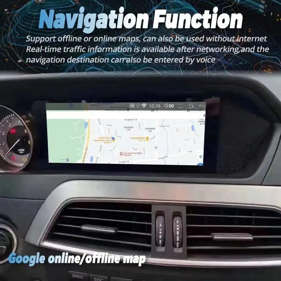 8.8" For Mercedes Benz C-Class W204 NTG 4.5 Qualcomm Screen CarPlay Android 14 Multimedia